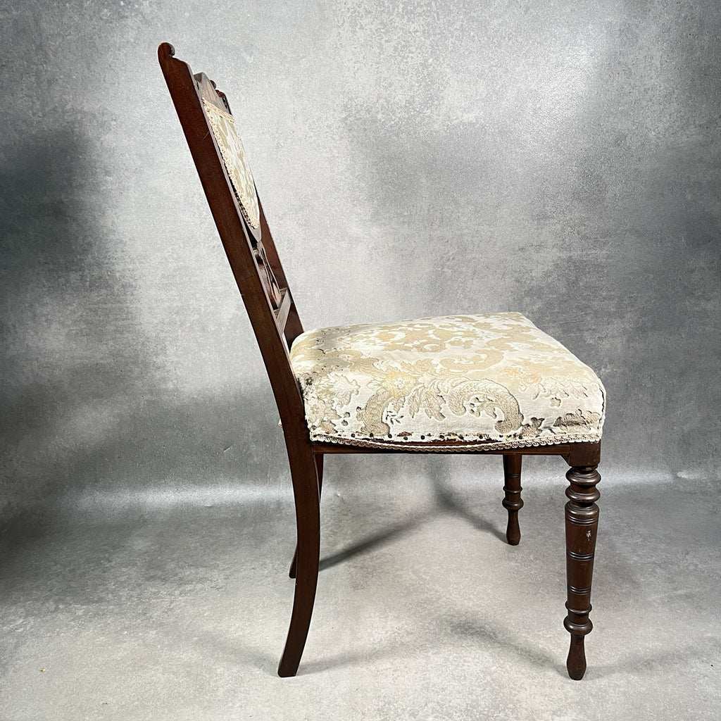 Bedroom Chair Edwardian Inlaid Mahogany Satinwood Fan Motif Detail c1900 Antique