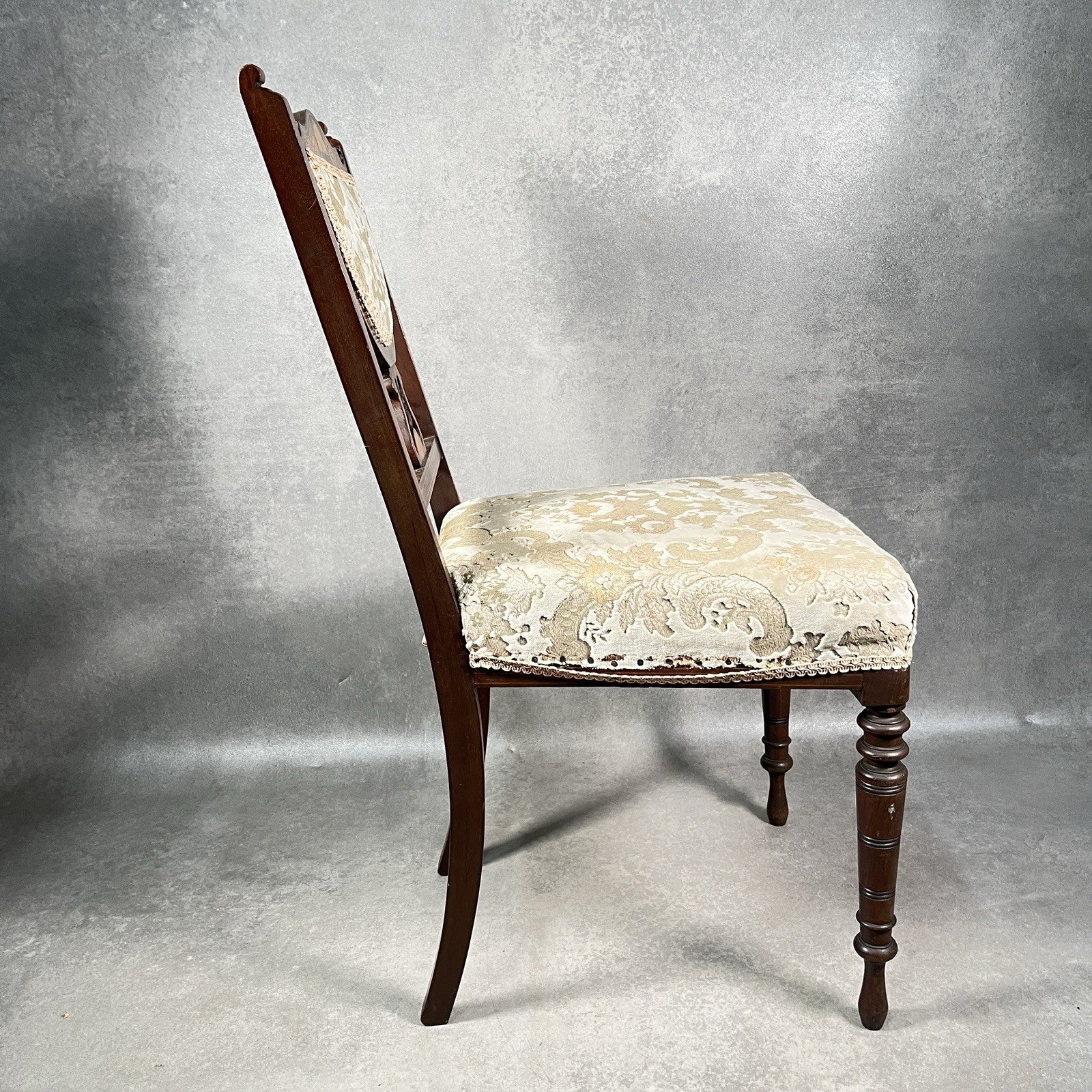 Bedroom Chair Edwardian Inlaid Mahogany Satinwood Fan Motif Detail c1900 Antique