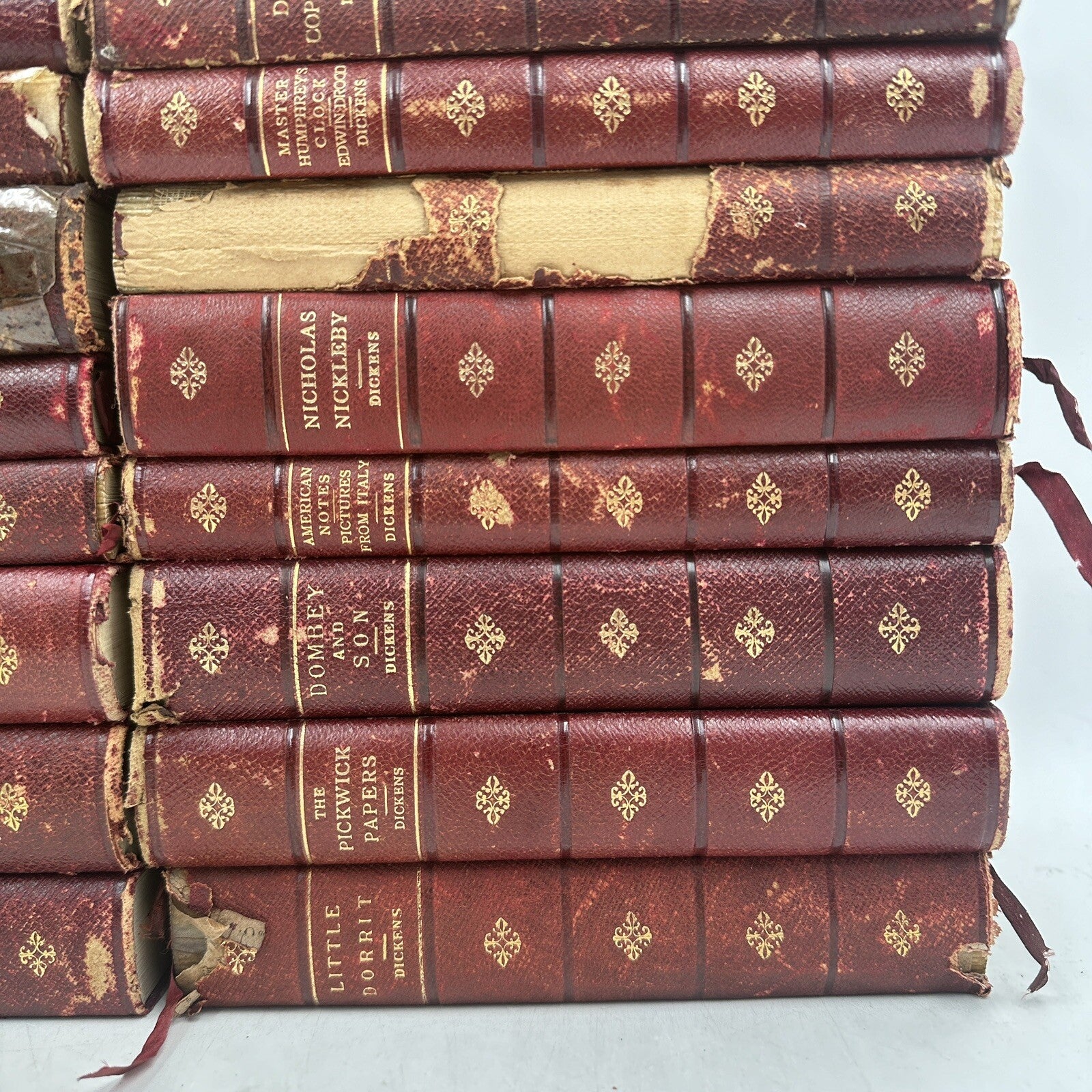 Collection 22 Books Fireside Dickens Works Chapman Hall Illustrated FULL LEATHER