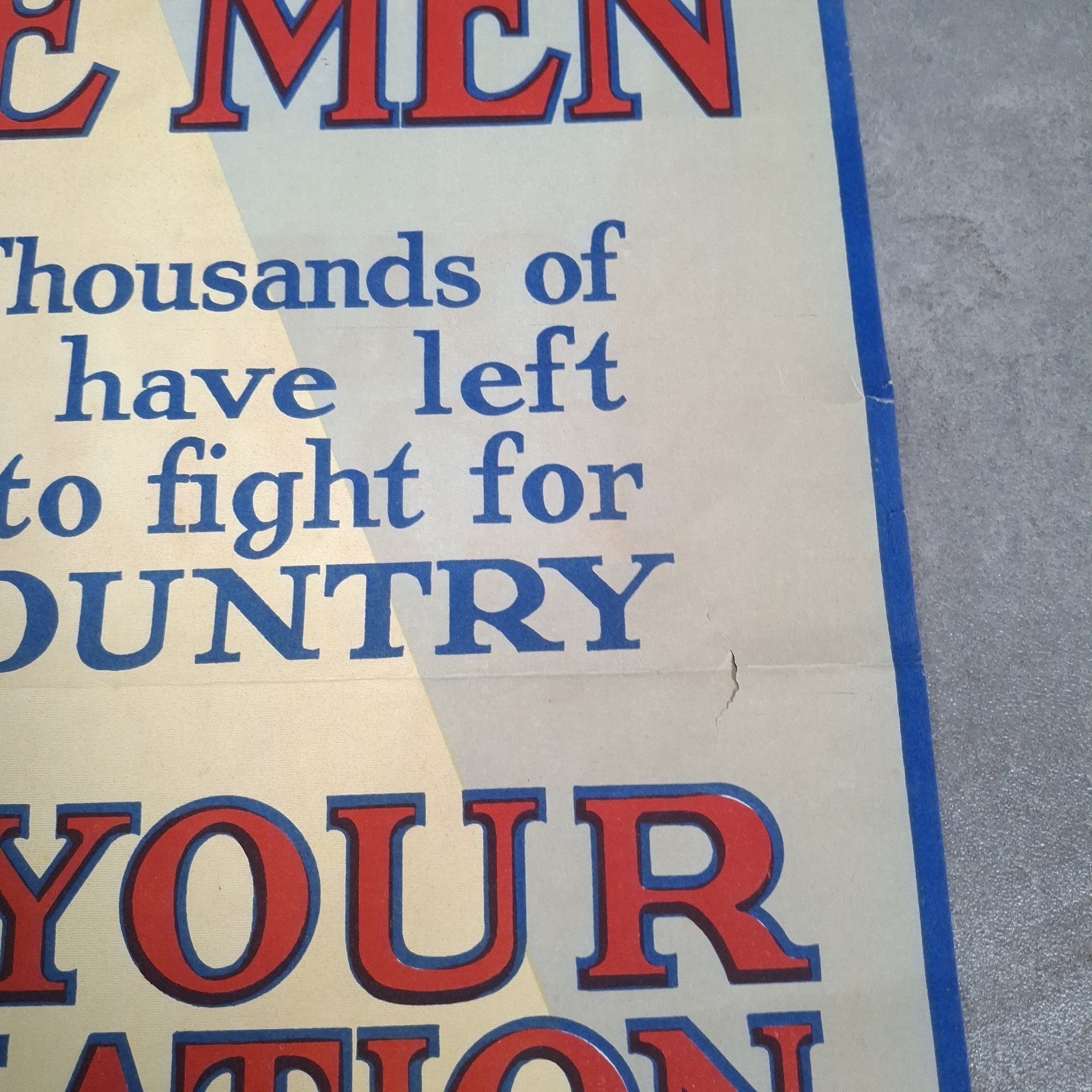 Very Rare Original 1915 WW1 British Propaganda Recruitment Poster Single Men