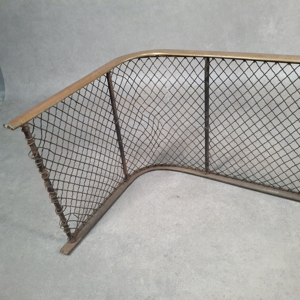 Antique 19th Century Nursery Spark Guard Brass Rim & Wire Mesh Fireplace Screen
