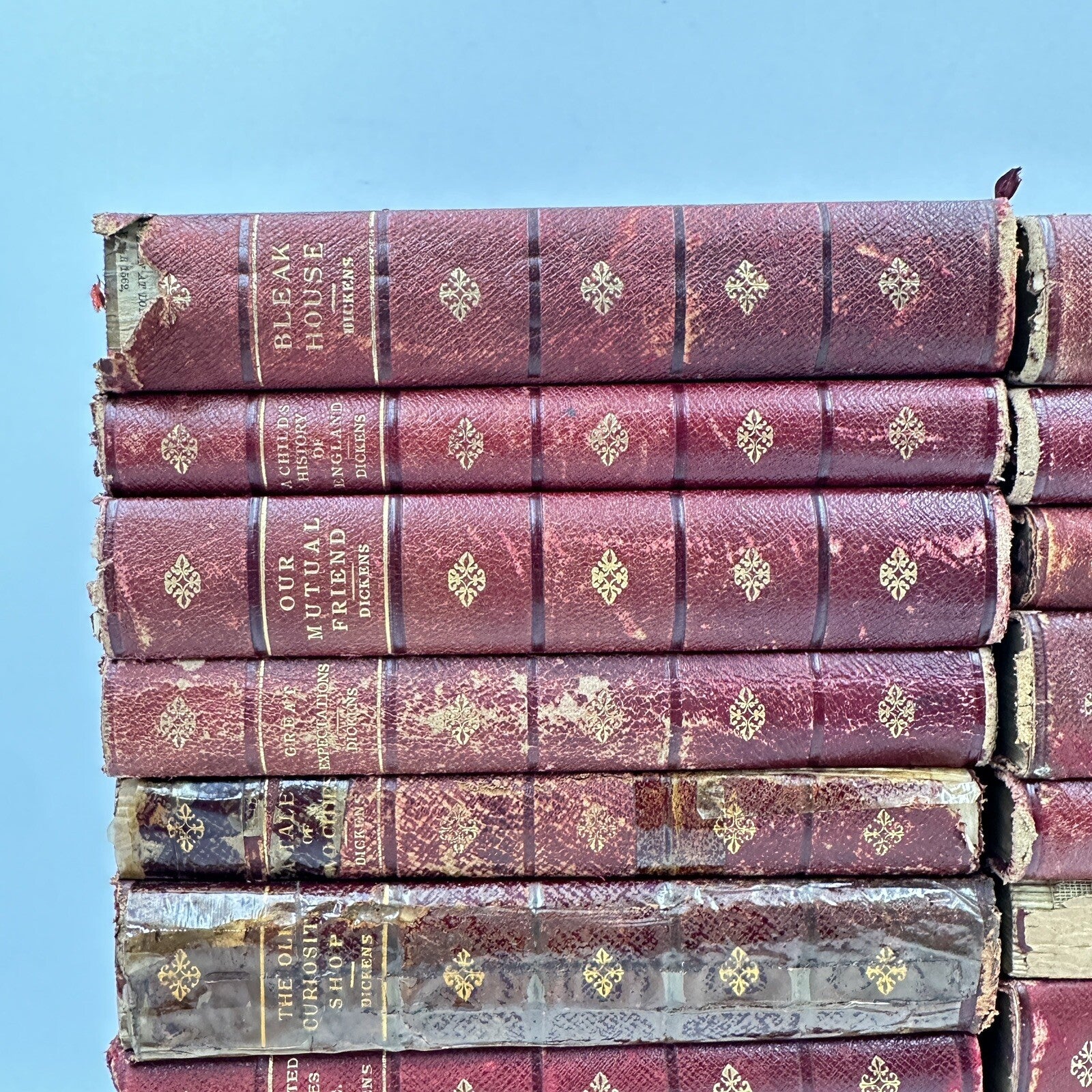 Collection 22 Books Fireside Dickens Works Chapman Hall Illustrated FULL LEATHER