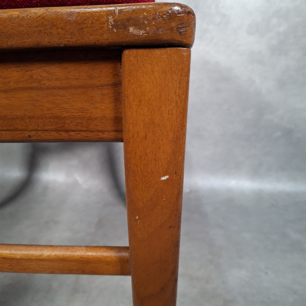 Vintage 1970s Mid-Century Dining Chair | Cherry Red Velvet Seat | Scandi Style | Used