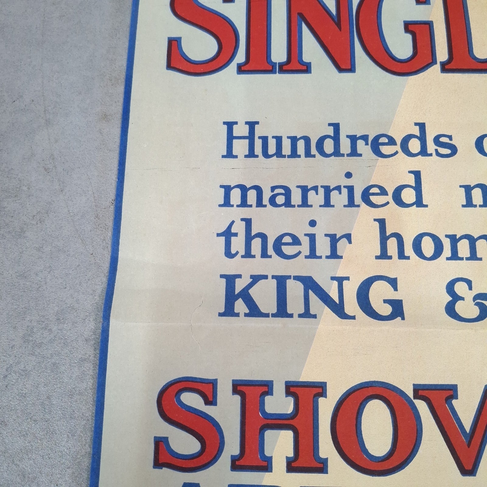 Very Rare Original 1915 WW1 British Propaganda Recruitment Poster Single Men