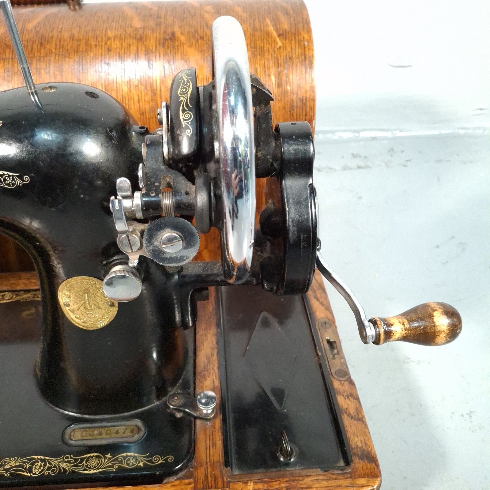 Singer 66K Hand Crank Sewing Machine with Case & Attachments | 1939 | Serial EC340474 | Used