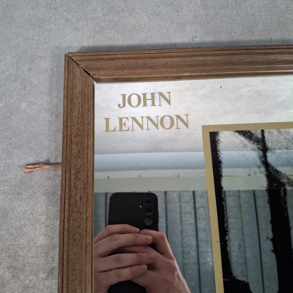 Vintage 1980s John Lennon 1940-1980 Large Framed Picture Mirror Imagine Lyrics