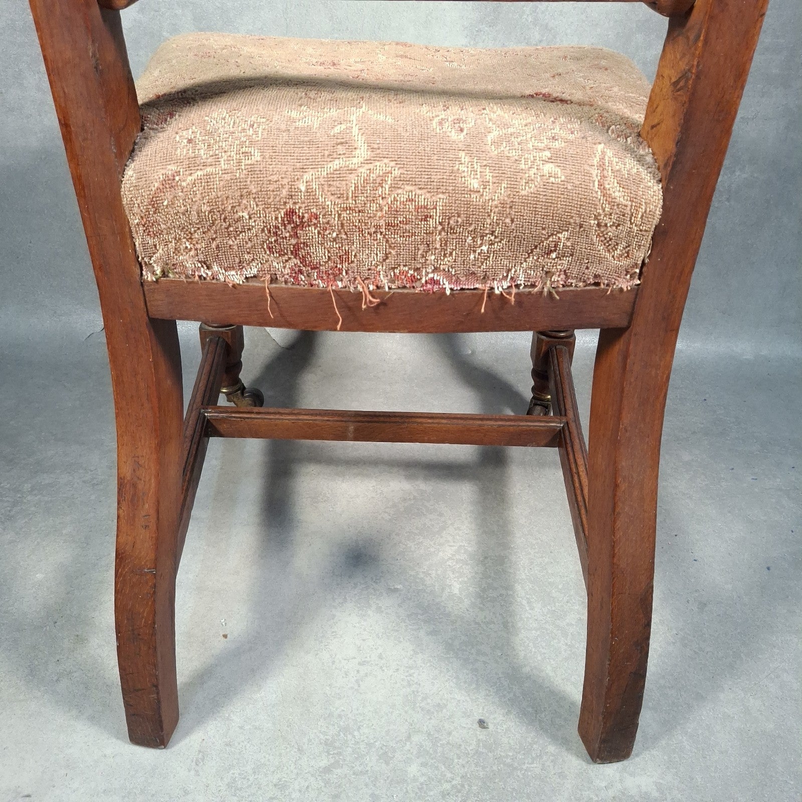 Antique Barber & Son Birmingham Walnut Carved Dining Hall Chair Brass Castors