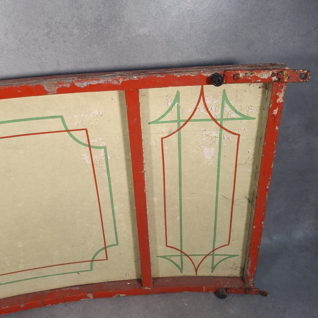 Antique Victorian Fairground Ride Panel | Hand-Painted Curved Timber | c.1890-1915 | Used