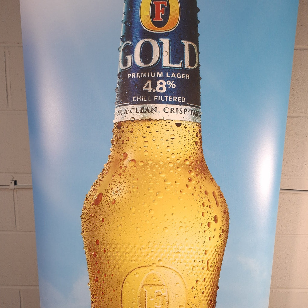 Fosters Gold Pull Up Advertisement Banner Sidewinder Retractable Display Mancave