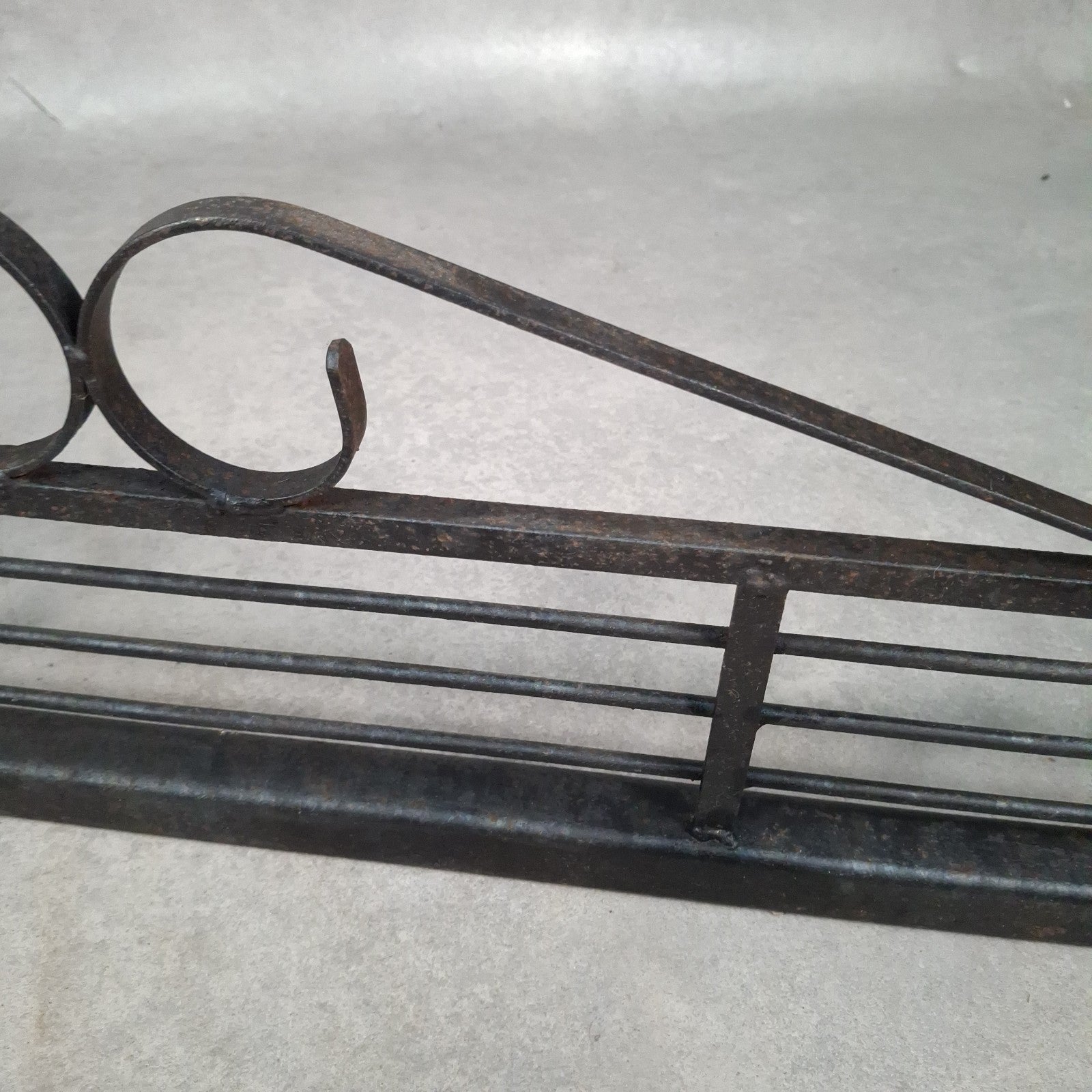 Vintage Black Metal Fireplace Fender | Hearth Kerb Guard | Wrought Iron Style | Used