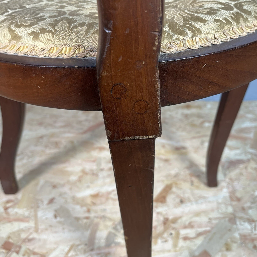 Edwardian Mahogany Upholstered Corner Chair | Oval Base | Antique | Used | Needs Repair