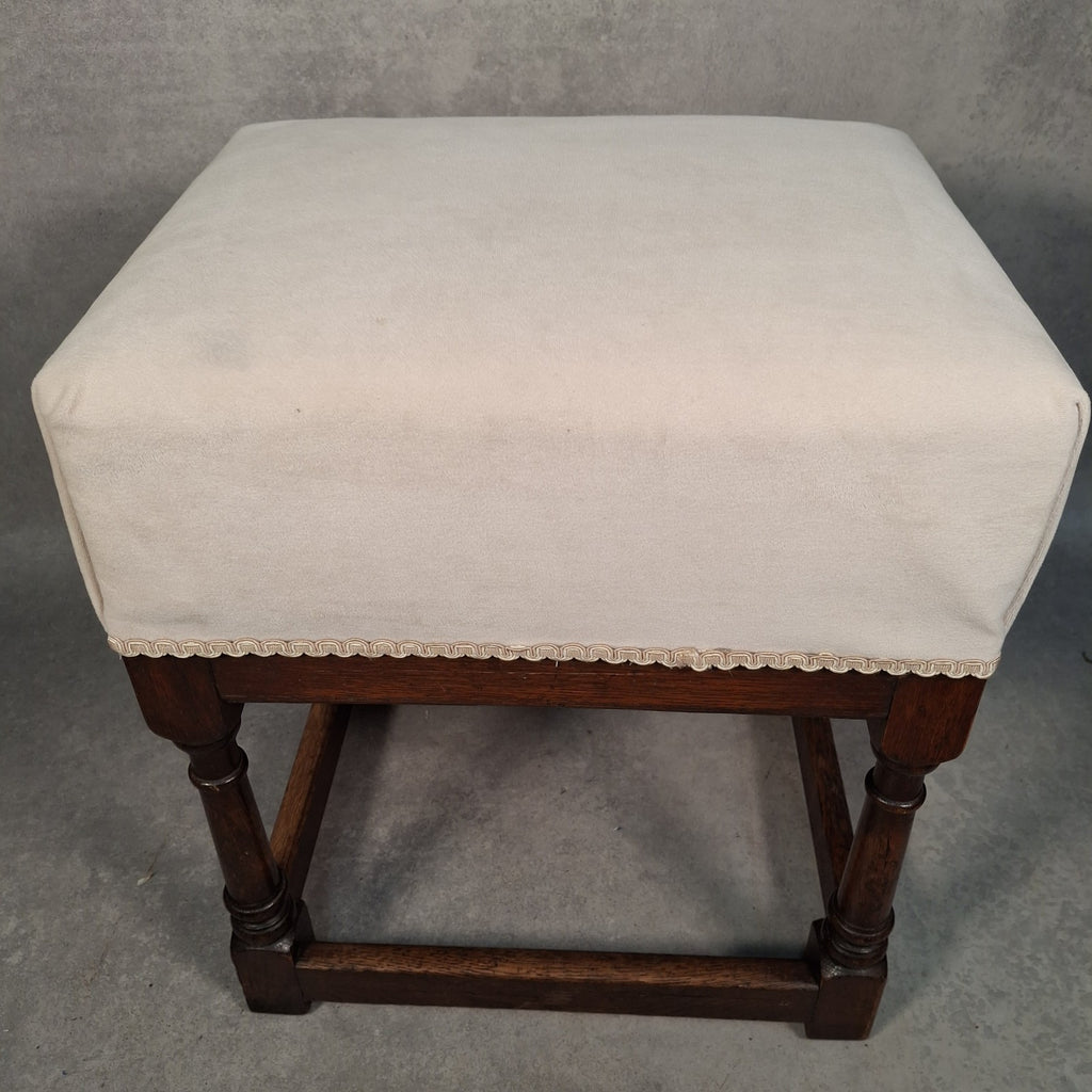 Parker Knoll Vintage Upholstered Footstool Ottoman Turned Legs Stool