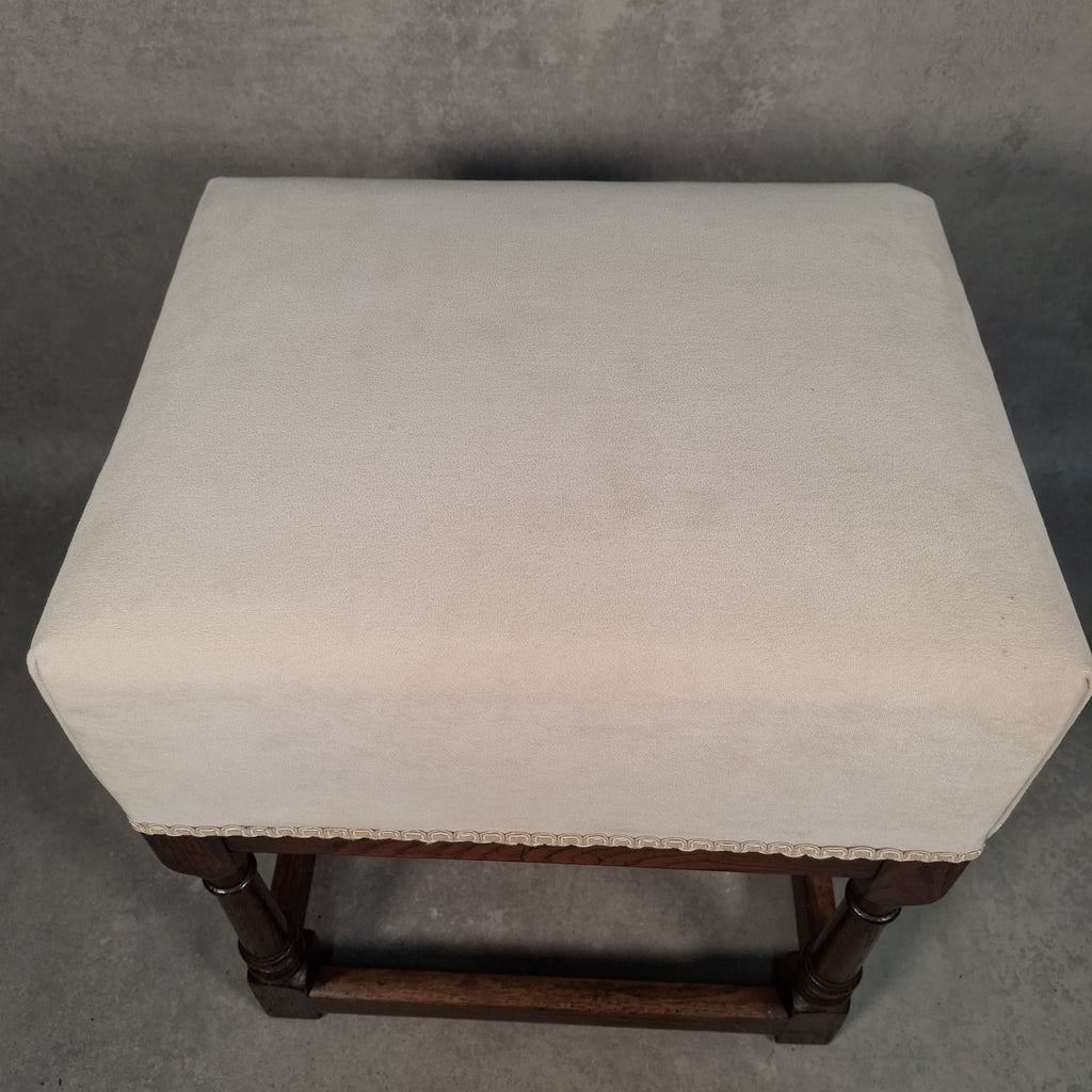 Parker Knoll Vintage Upholstered Footstool Ottoman Turned Legs Stool