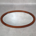 Antique Edwardian Oval Bevelled Wall Mirror | Inlaid Mahogany Frame | c.1900s | 85cm | Used