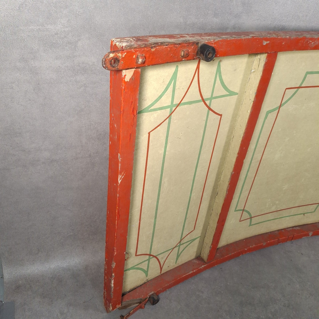 Antique Victorian Fairground Ride Panel | Hand-Painted Curved Timber | c.1890-1915 | Used