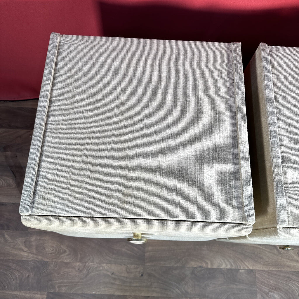 Velvet Bedside Vanity Cabinets Tables Mid Century 1970s Beige