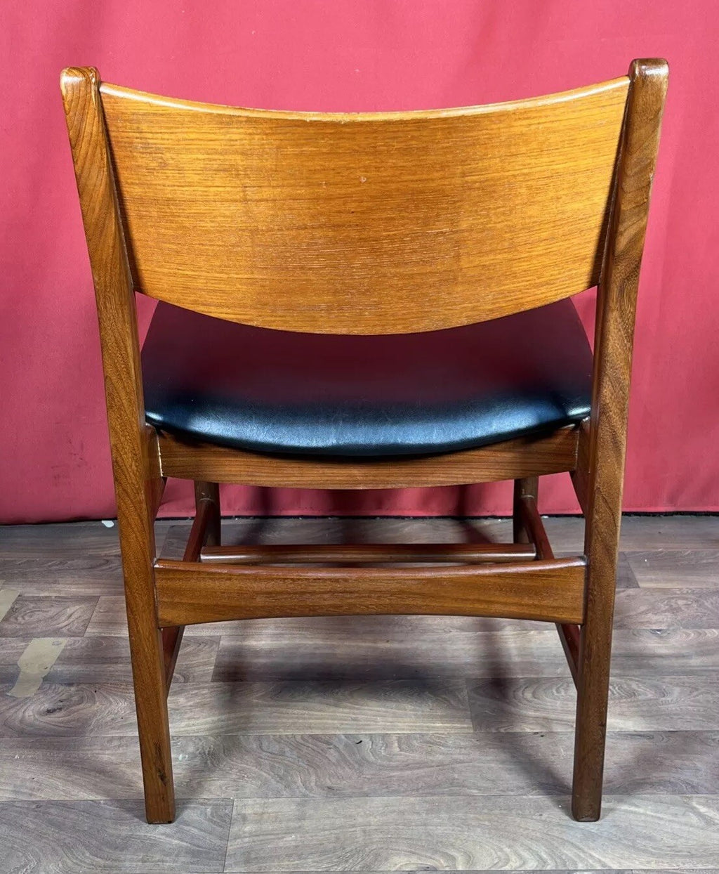 Glostrup Møbelfabrik Vintage Teak & Skai Chair | Danish 1960s Mid-Century | Black Vinyl | Used