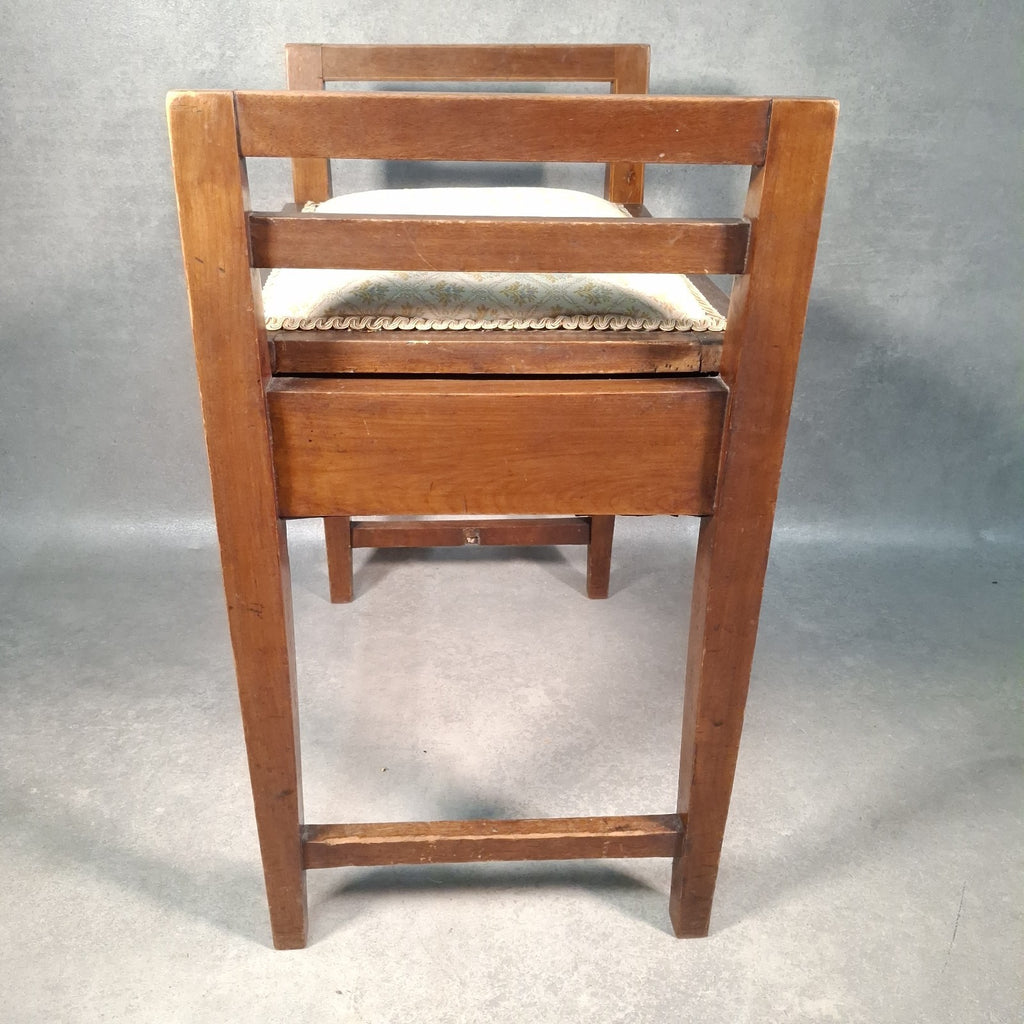 Piano Vanity Table Stool Wooden with Storage Upholstered Seat Mid Century