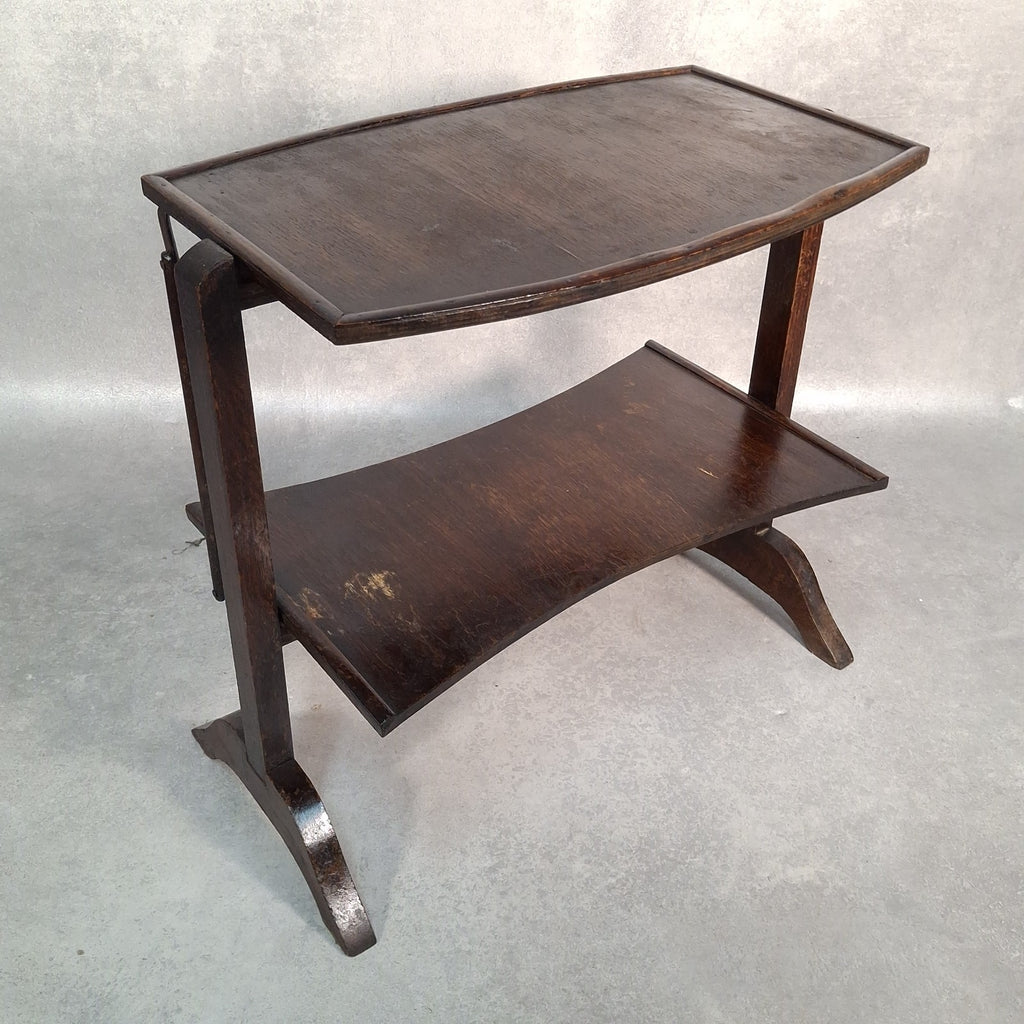 Vintage Art Deco Folding Two‑Tier Side Table / Fire Screen Plant Stand Prop