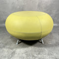 Allermuir A621 Pouf Ottoman | Yellow Vinyl | Furka Regal Silver Frame | 2012 | Commercial Grade | Used
