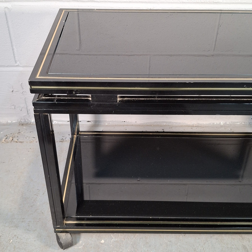 Pierre Vandel Paris Coffee Table On Castors Vintage Black & Gold Two Tier