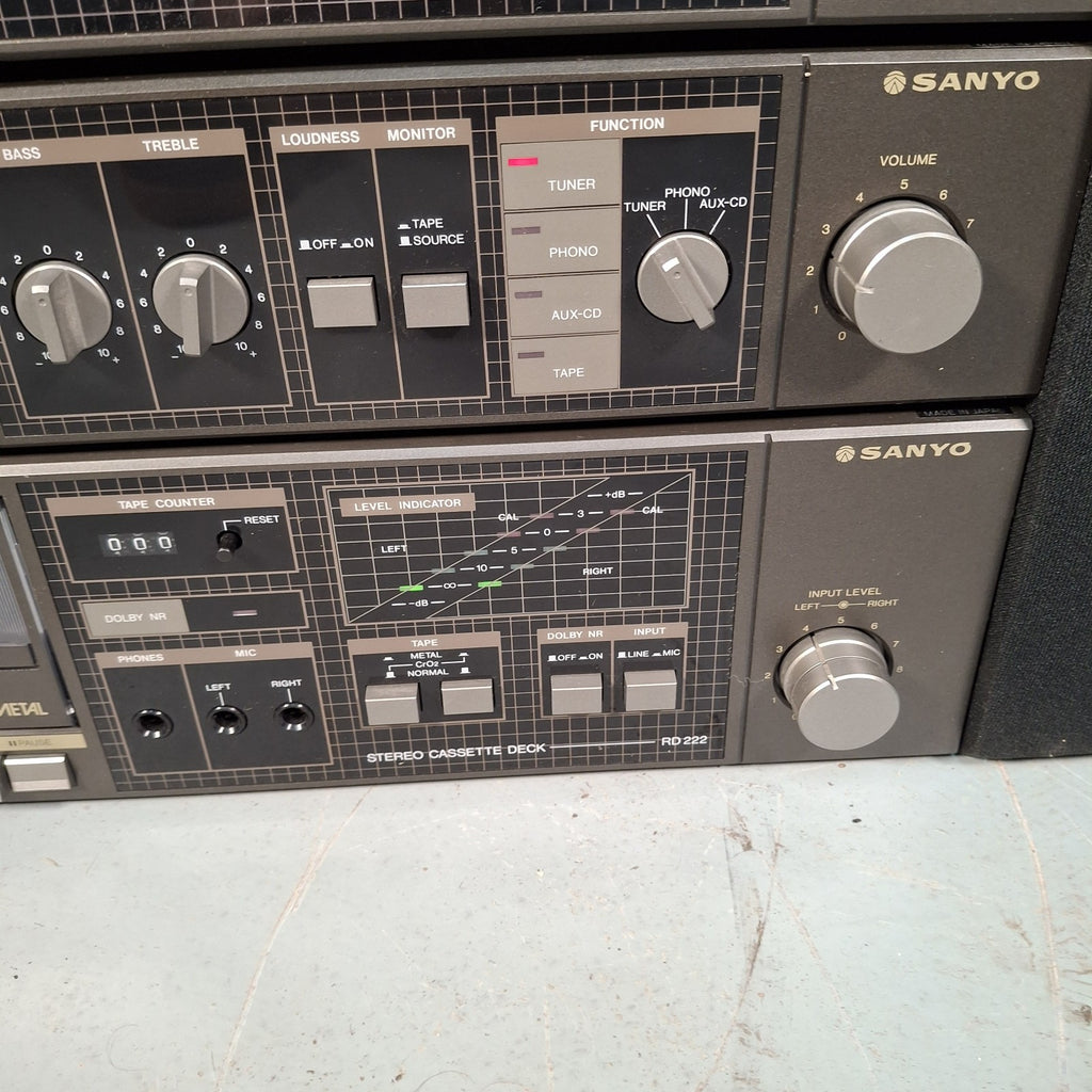 Sanyo Hi-Fi System 222 Tuner Amp Cassette Deck & Speakers — Cassette Deck Faulty