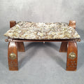 Vintage Egyptian Camel Saddle Foot Stool Cushion Brass Plates