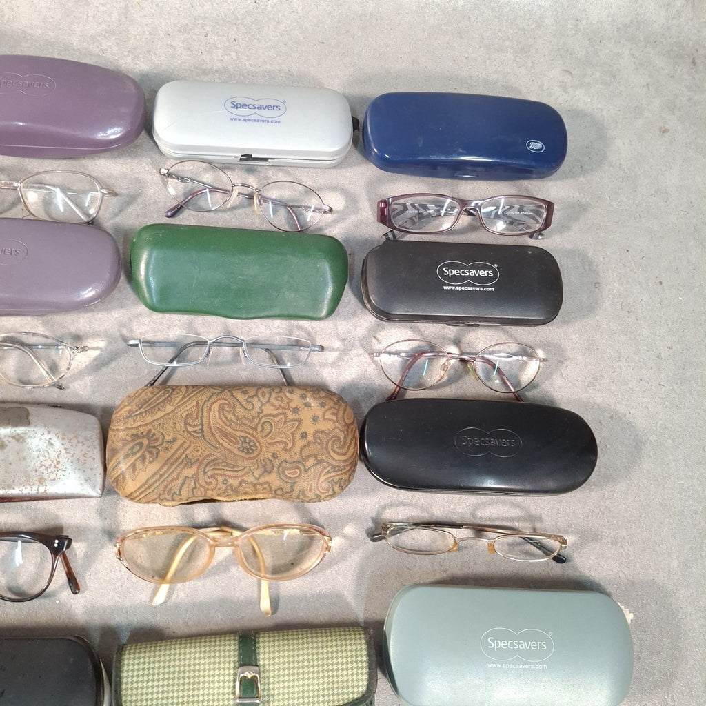 Job Lot of 91 Vintage Prescription Glasses & Spectacles | Mixed Eras | Many with Cases