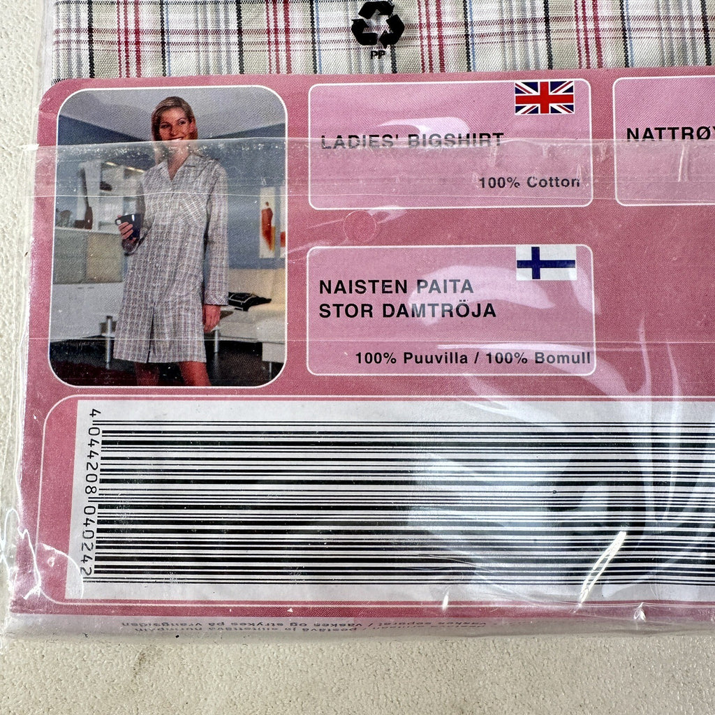 Luna Carina Ladies Bigshirt Nightshirt - 100% Cotton - Check - Size L (44/46) - New Old Stock Unopened