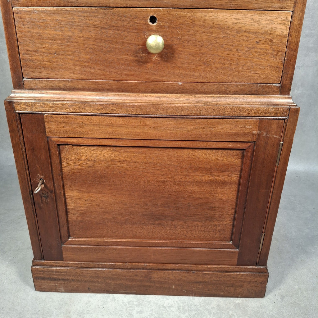 Antique Mahogany Side Cabinet Green Felt Drawer Early 20thC Smoker’s / Music VTG