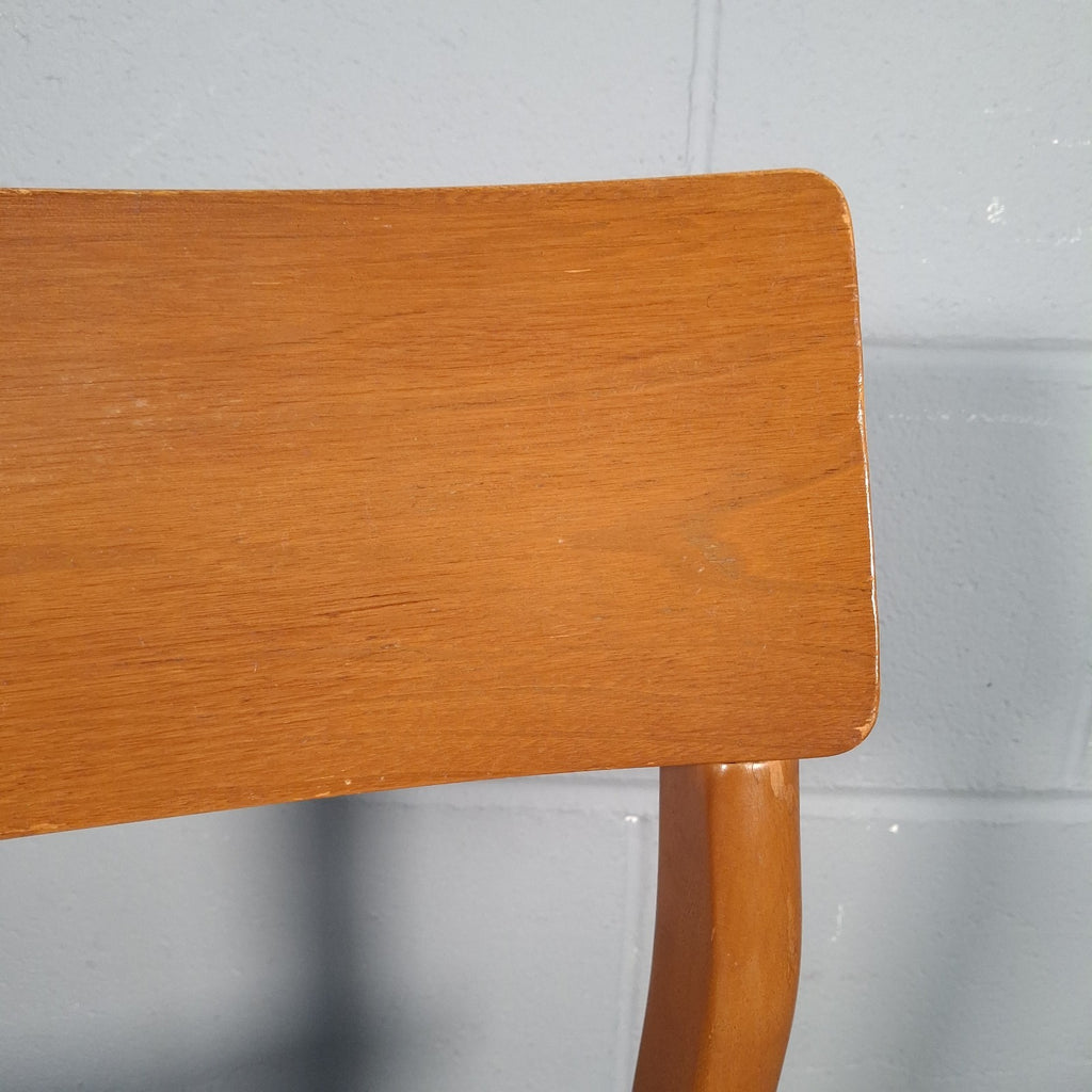 Vintage Mid-Century Modern Dining Chair | Teak Tone Wood & Woven Seat | Used | Previously Glued