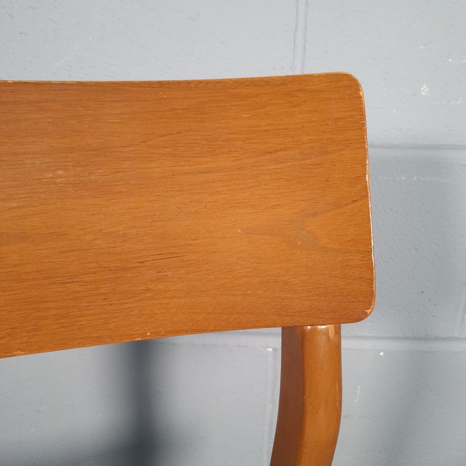 Vintage Mid-Century Modern Dining Chair | Teak Tone Wood & Woven Seat | Used | Previously Glued