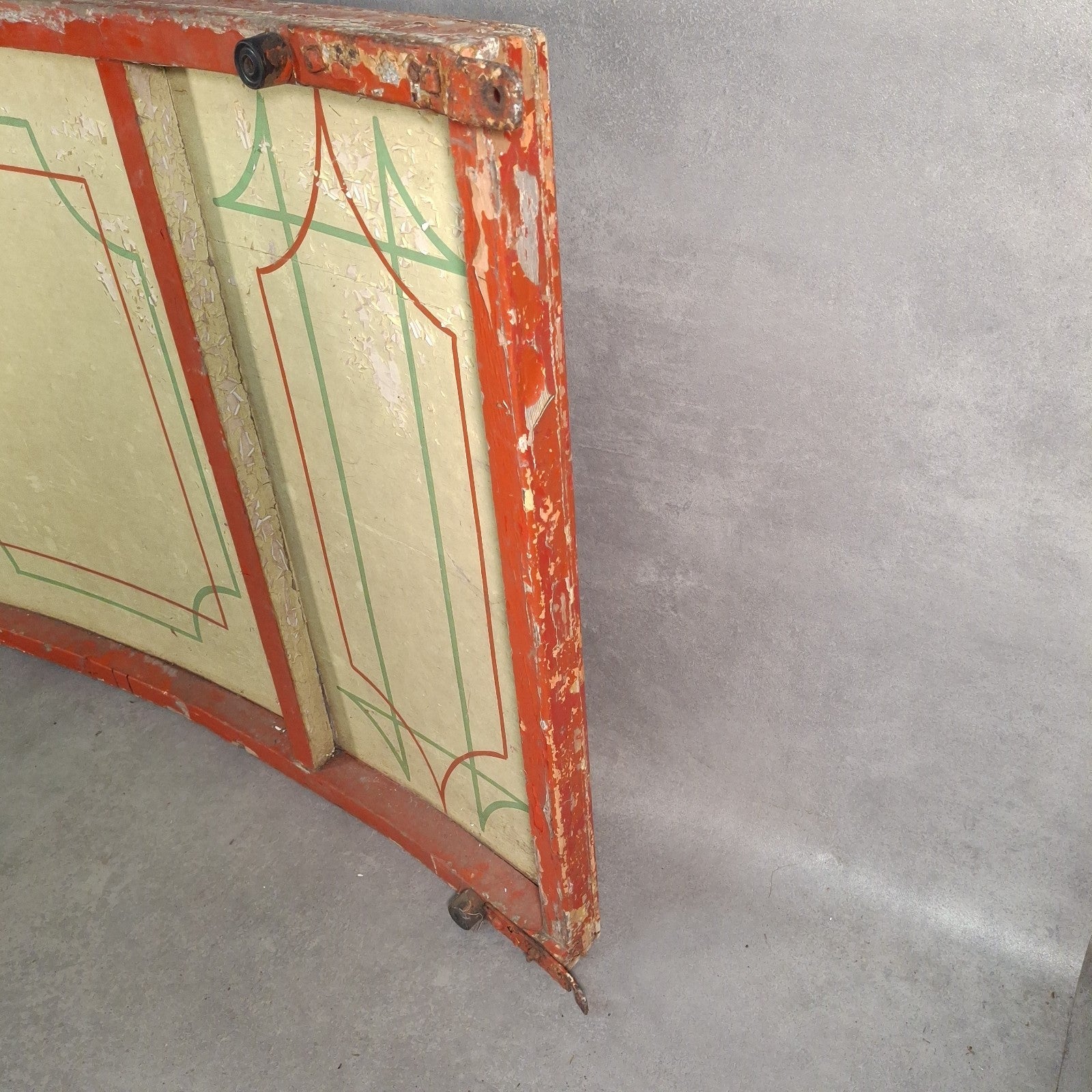 Antique Victorian Fairground Ride Panel | Hand-Painted Curved Timber | c.1890-1915 | Used