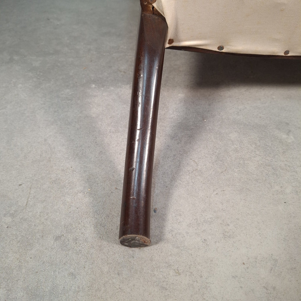 Edwardian Mahogany Elbow Armchair | Inlaid Back | Cut-Down Legs | Restoration Project | Used