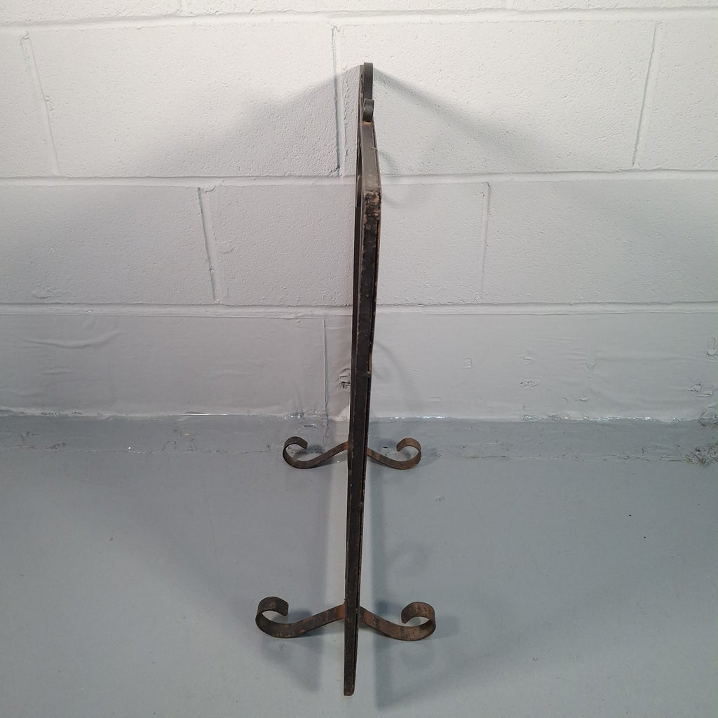 Vintage Wrought Iron Fire Spark Guard Screen with Scroll Decoration – Dark Bronze, 63cm x 58cm | Used