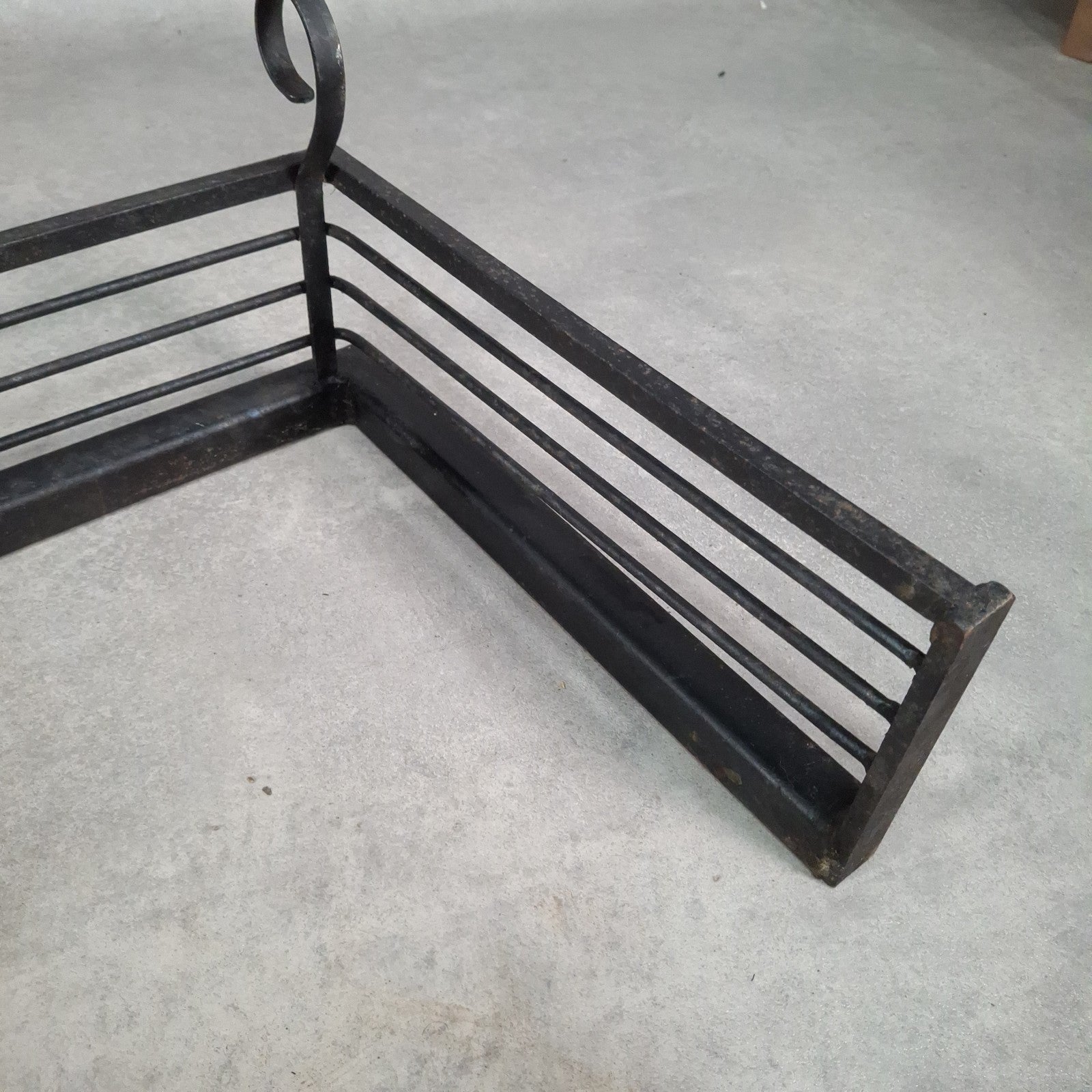 Vintage Black Metal Fireplace Fender | Hearth Kerb Guard | Wrought Iron Style | Used