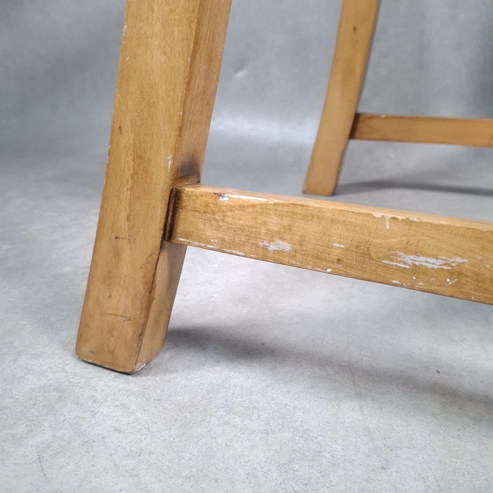 Dining Chair Vintage Brown Faux Leather Wooden Frame Retro Café Pub Restaurant