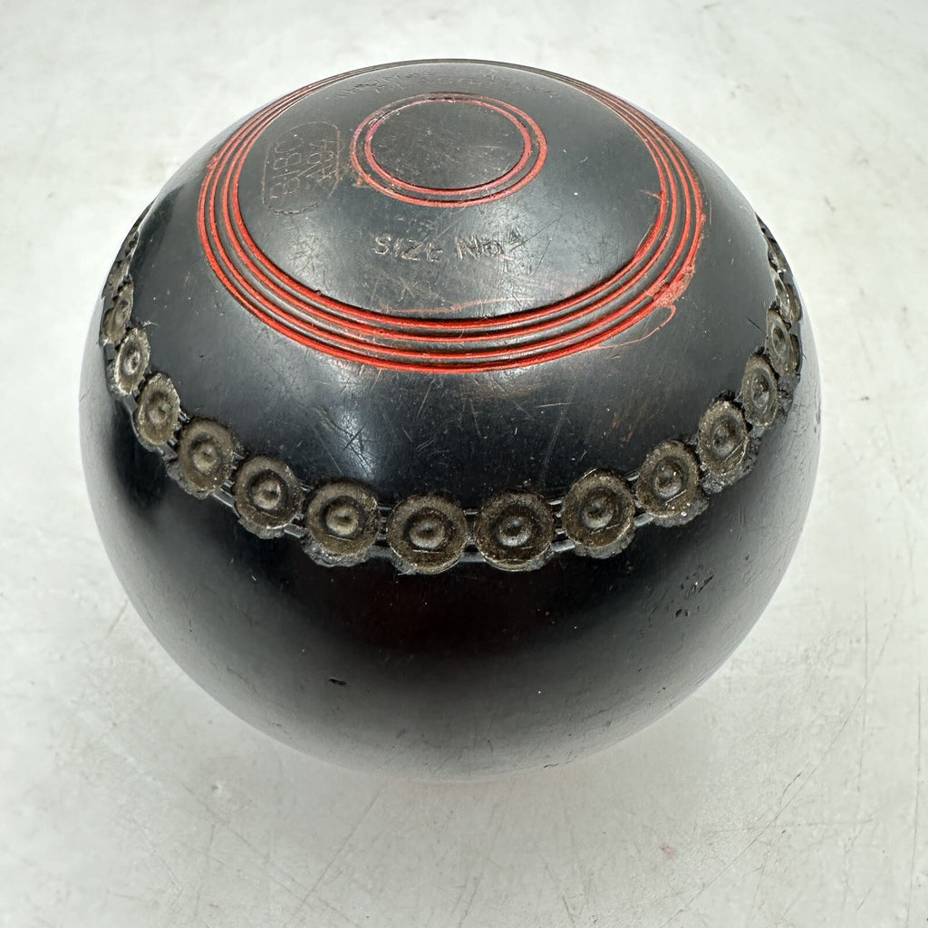 Thomas Taylor Lignoid Lawn Bowls - Size 4 - Pair - BCB Stamp - Made in England - With Carry Bag - Pre-Owned