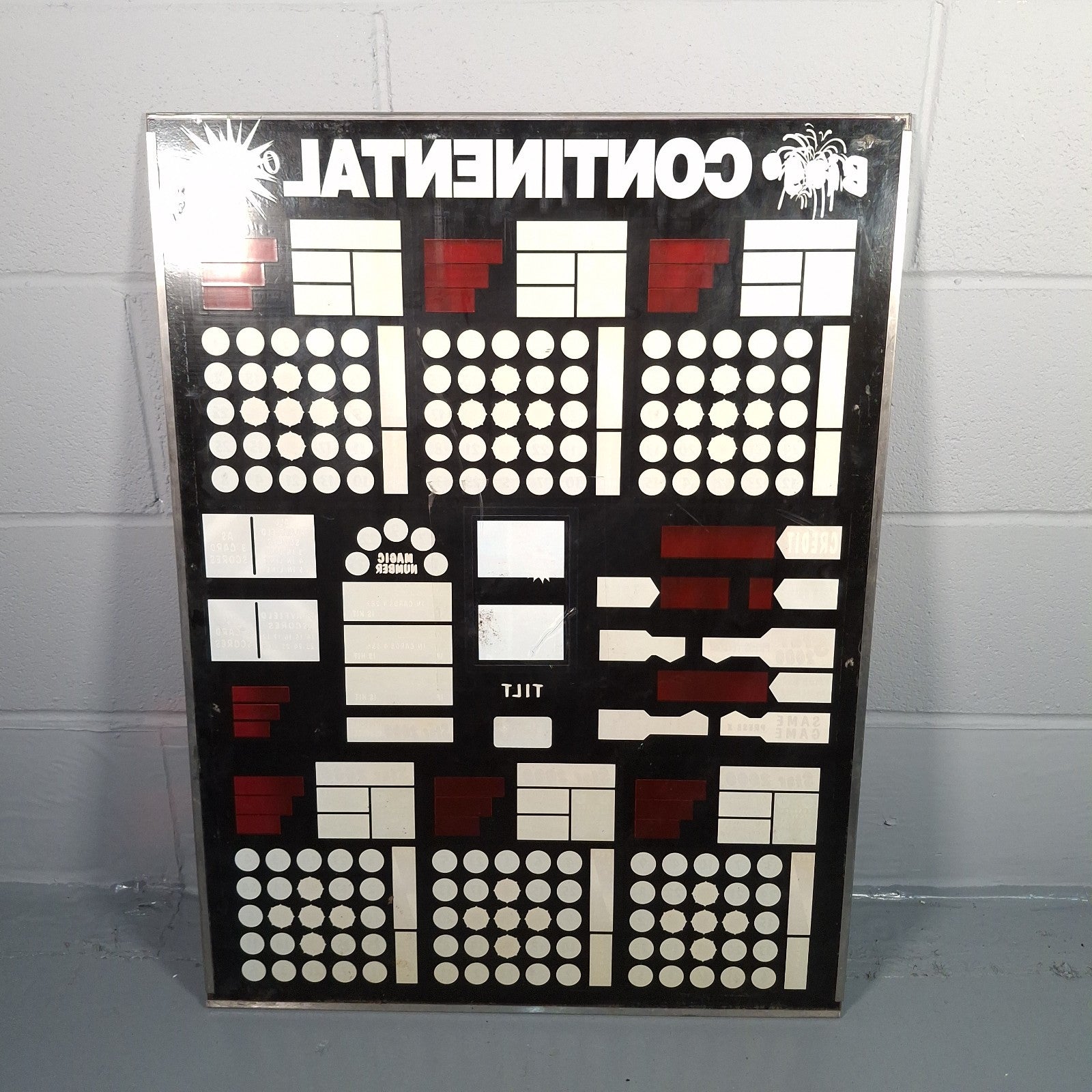 Bingo Continental Pinball Machine Glass Artwork Panel | Vintage 1980s/90s | Wall Art | Used