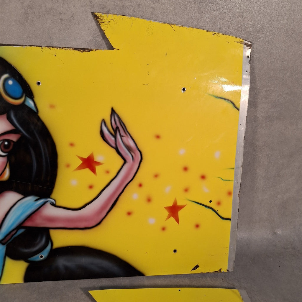 Vintage Fairground Princess Ride Sign Panels | Airbrushed Character Art | Pair | Used | 122cm