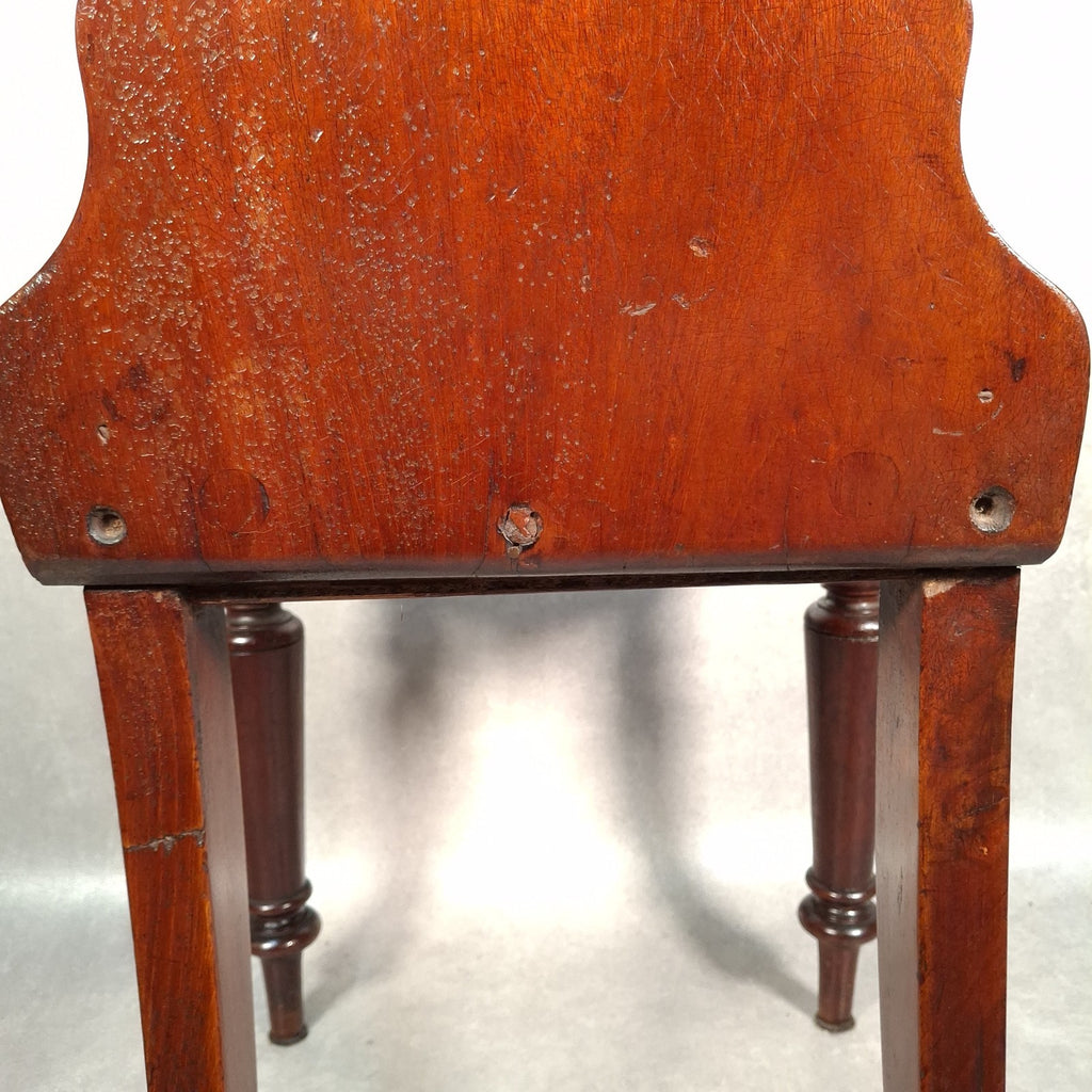 Victorian Mahogany Shield Back Chair | Brass Monogram | Antique | Previously Repaired | Used