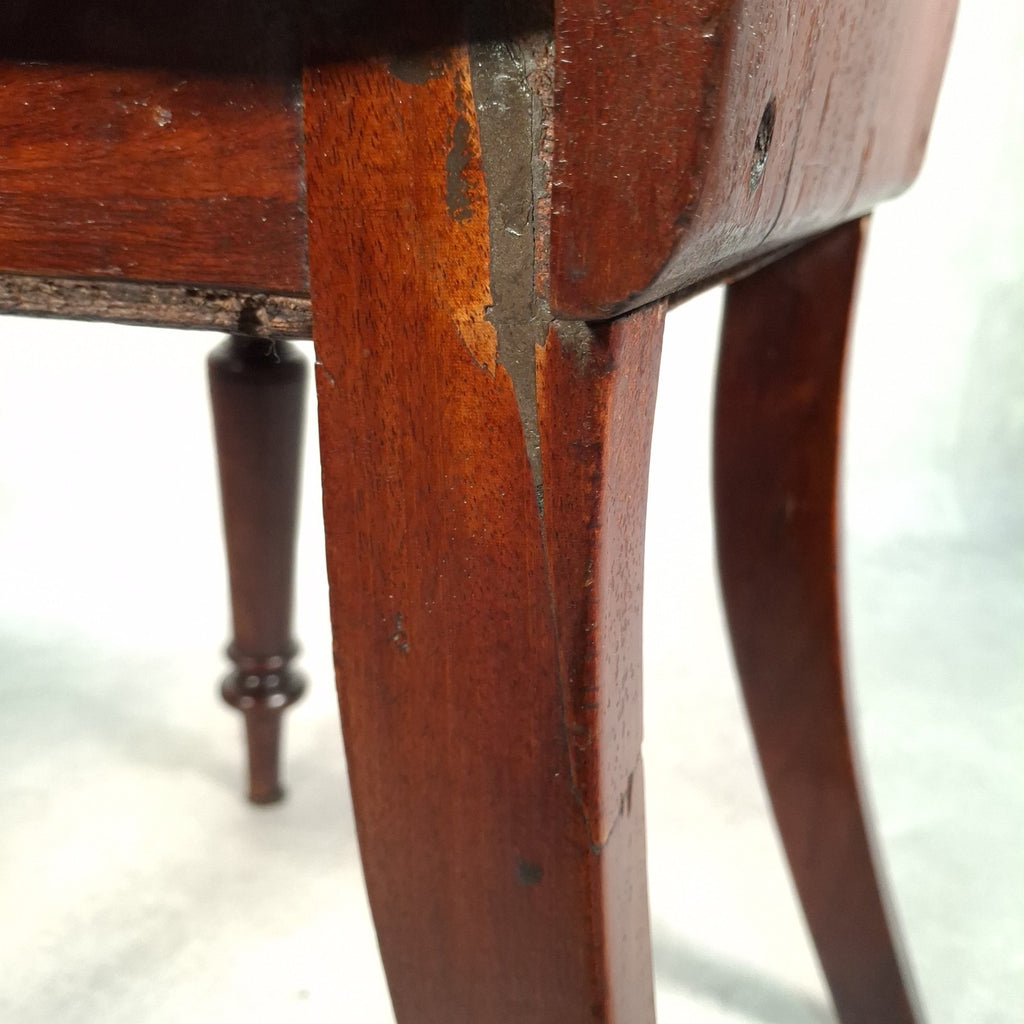 Victorian Mahogany Shield Back Chair | Brass Monogram | Antique | Previously Repaired | Used