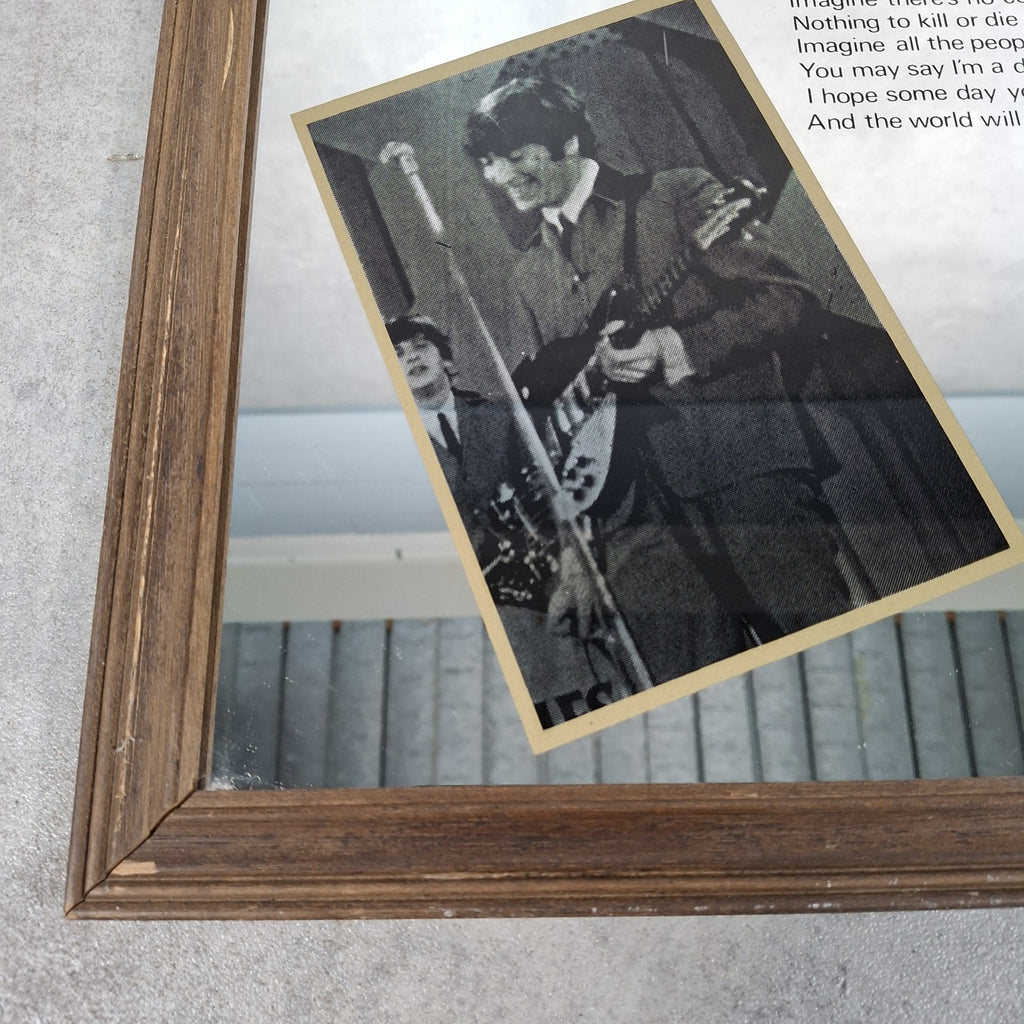Vintage 1980s John Lennon 1940-1980 Large Framed Picture Mirror Imagine Lyrics