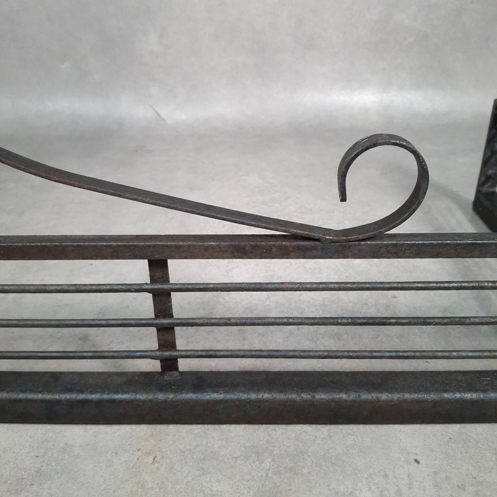 Vintage Black Metal Fireplace Fender | Hearth Kerb Guard | Wrought Iron Style | Used