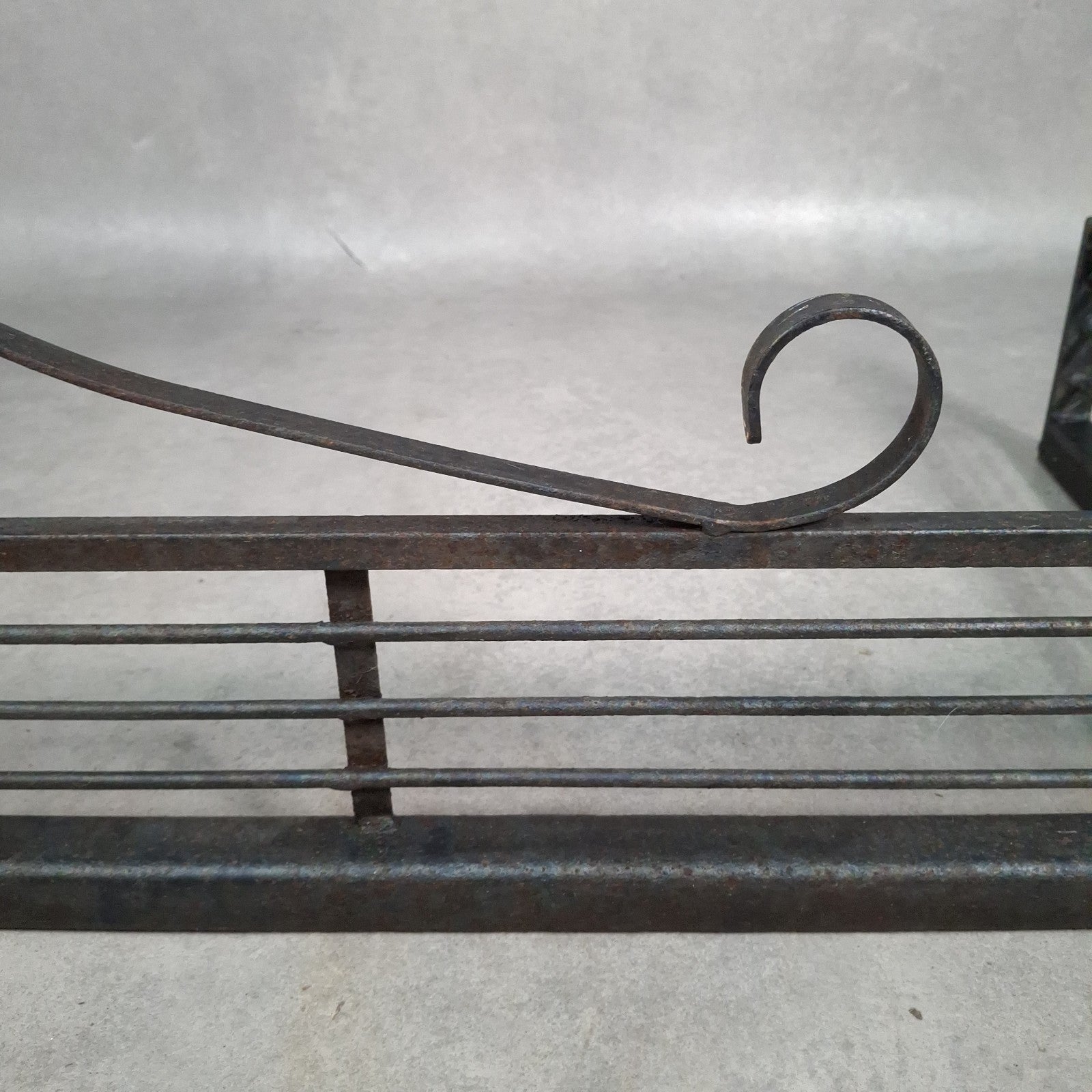 Vintage Black Metal Fireplace Fender | Hearth Kerb Guard | Wrought Iron Style | Used