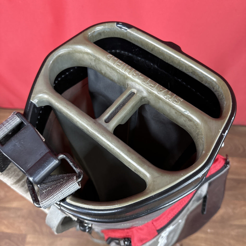 TaylorMade Golf Cart Bag - Grey & Red - 4-Way Shaft-Shield Divider - 1990s Vintage - Used