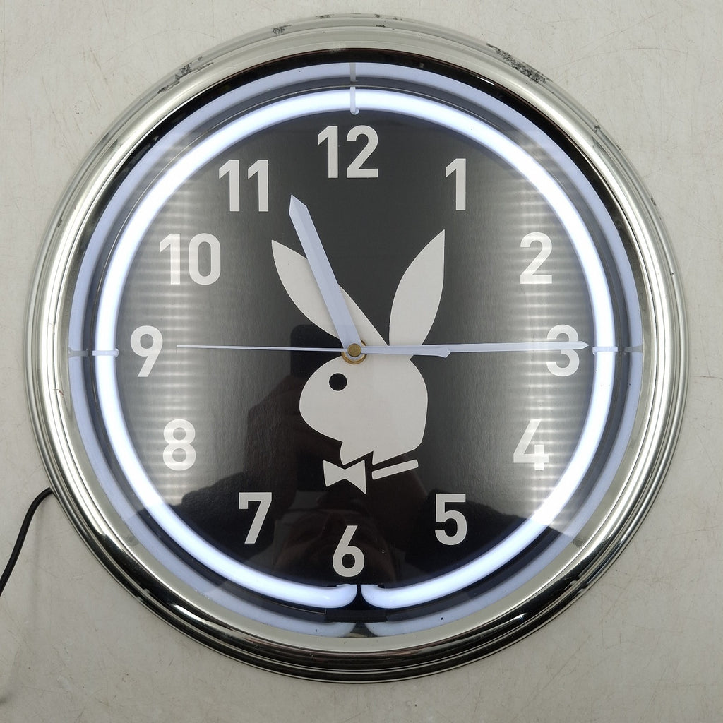 Playboy Vintage Wall Clock 14" | Black & White Chrome | Built-In Light | Y2K Era
