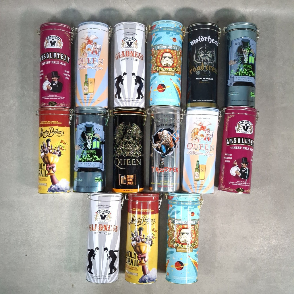 Job Lot 15x Vintage Collectible Beer Promotional Tins | Robinsons, Queen, Motorhead, Trooper | Used | Empty