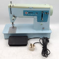 Vintage 60s Singer 347 Electric Heavy Duty Sewing Machine Duck Egg Blue W/pedal