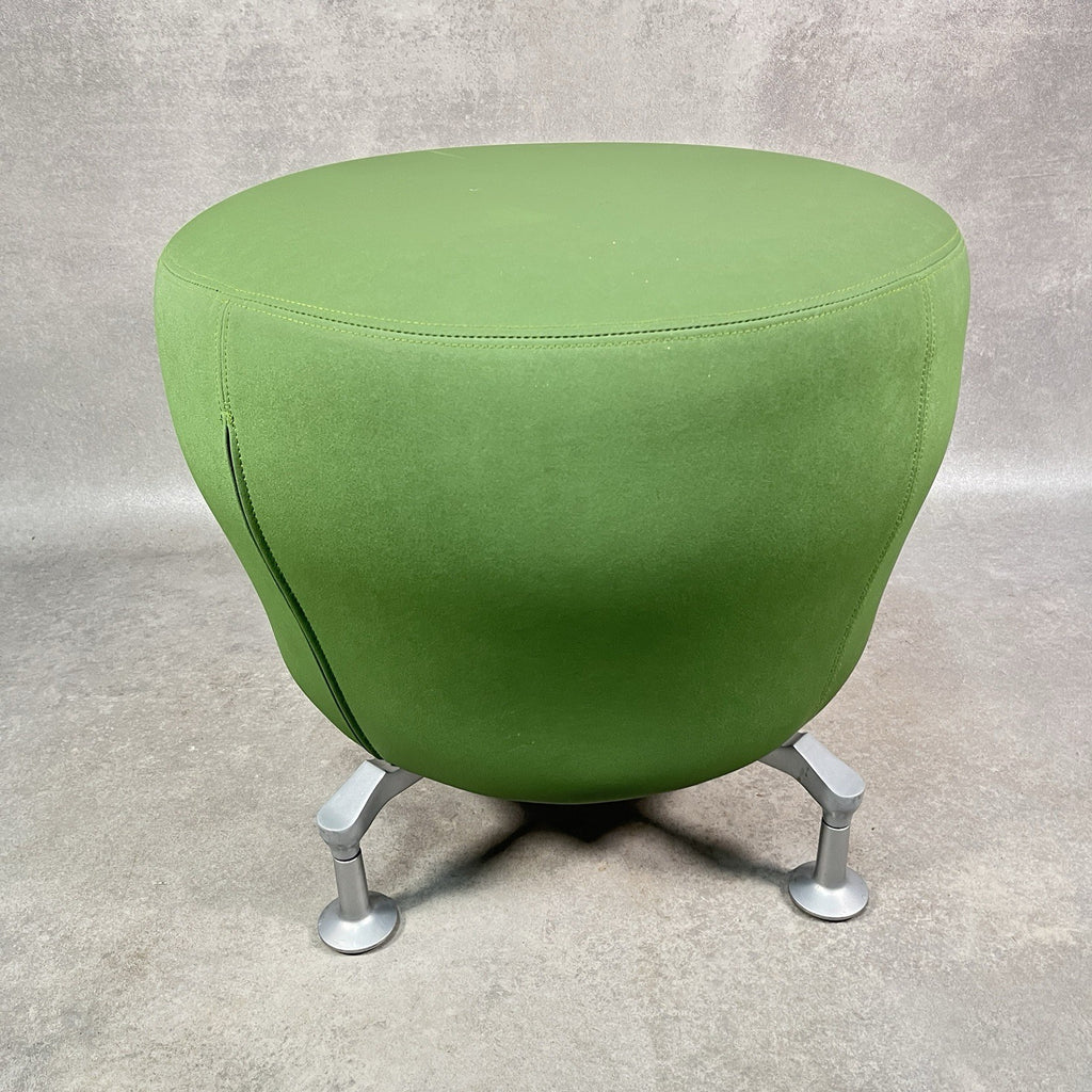 Orangebox Point-S Ottoman Footstool Pouffe - Green Fabric, Aluminium Legs, Used, UK Made 2012